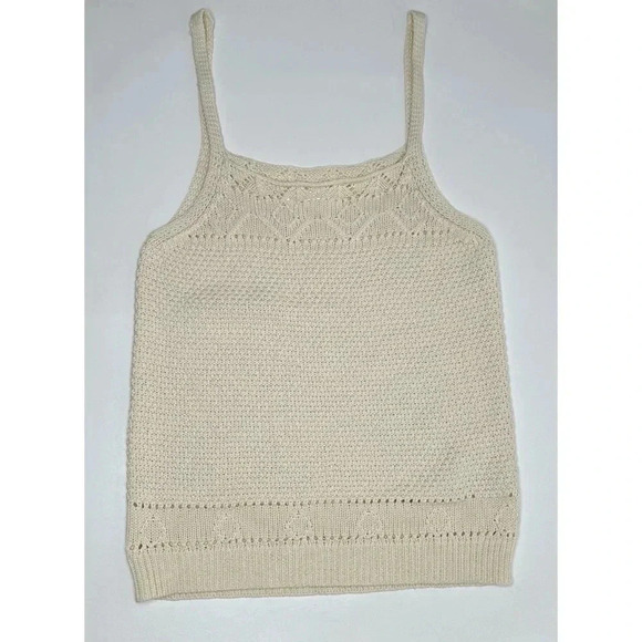 Anthropologie Cream Knit Sweater Tank Size Medium - Picture 1 of 7